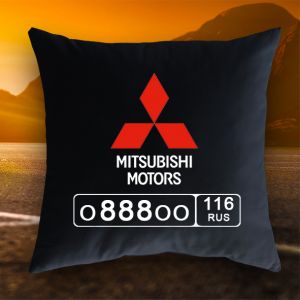 Подушка с гос. номером и логотипом Mitsubishi