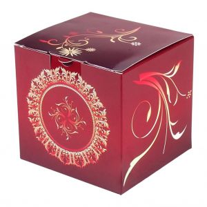 Подарочная коробка для кружки "Бордовый винтаж"