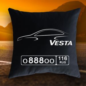 Подушка с гос. номером и логотипом Vesta
