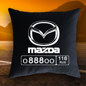 Подушка с гос. номером и логотипом Mazda