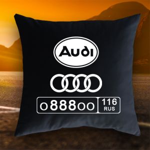 Подушка с гос. номером и логотипом Audi
