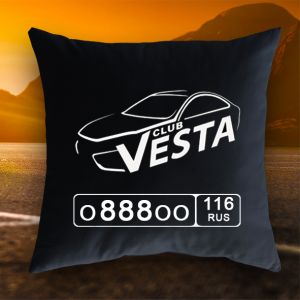 Подушка с гос. номером и логотипом Club-Vesta
