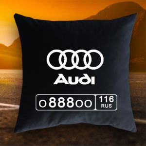 Подушка с гос. номером и логотипом Audi