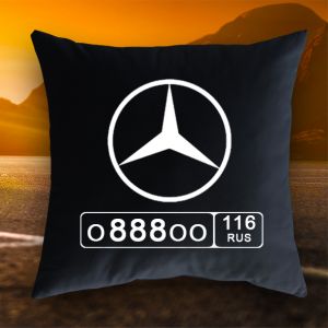 Подушка с гос. номером и логотипом Mercedes