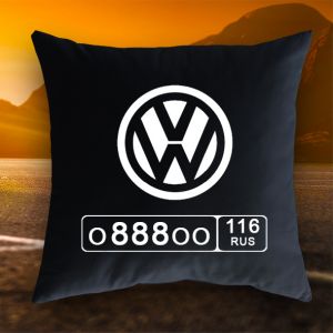 Подушка с гос. номером и логотипом Volkswagen