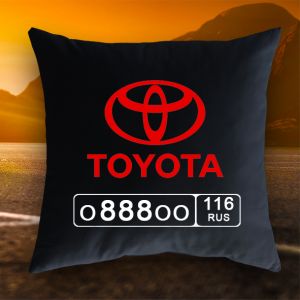 Подушка с гос. номером и логотипом Toyota