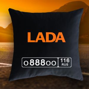 Подушка с гос. номером и логотипом Lada