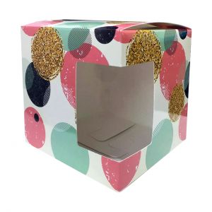 Подарочная коробка для кружки с окном "Розовые шары"