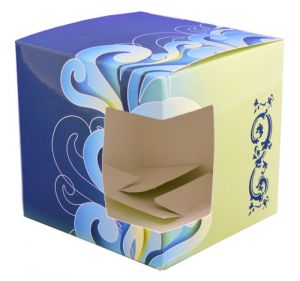 Подарочная коробка для кружки с окном "Синие узоры"