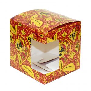 Подарочная коробка для кружки с окном "Хохлома"