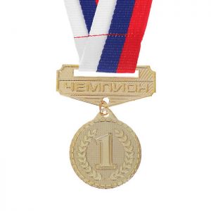 Медаль призовая с колодкой 158 диам 3,2 см. 1 место. Цвет золото