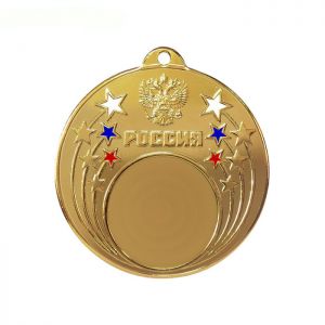 Призовая медаль под нанесение, "золото", триколор, диаметр 5 см (42560)