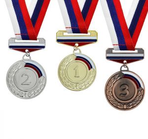 Медаль призовая с колодкой триколор 152 "1 место"