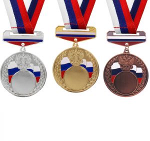 Медаль под нанесение с колодкой триколор 150 бронза