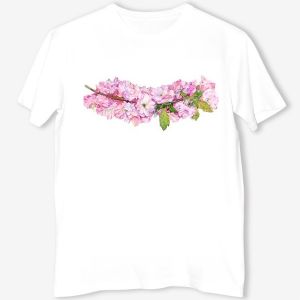 Футболка: Sakura branch with pink flowers. 