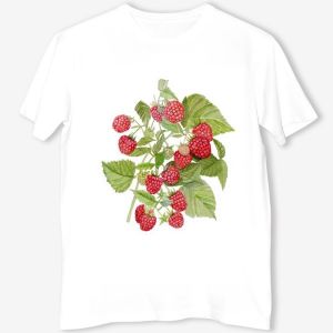 Футболка &laquo;Watercolor illustration of red raspberry Bush.&raquo;