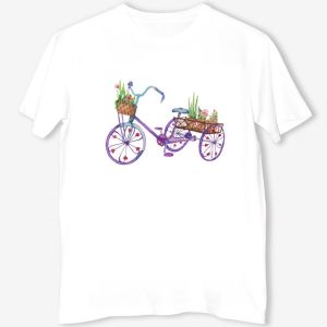Футболка &laquo;Watercolor work bike decorated with flowers.&raquo;