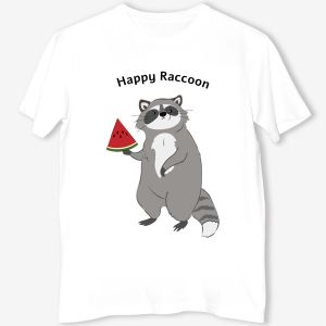Футболка: Happy raccoon